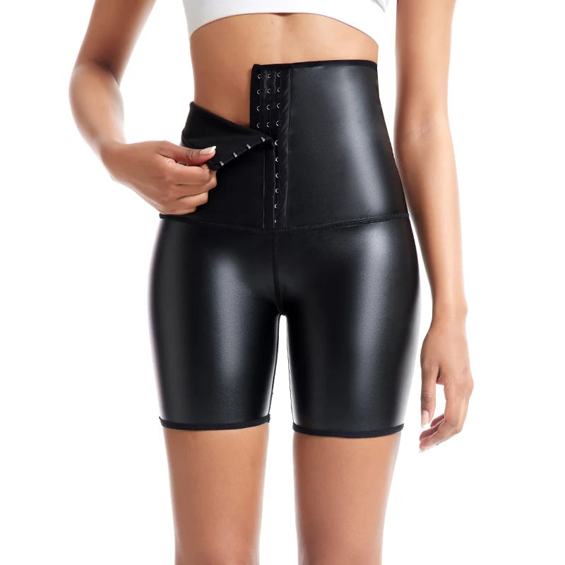 High Waisted Faux Leather Shorts