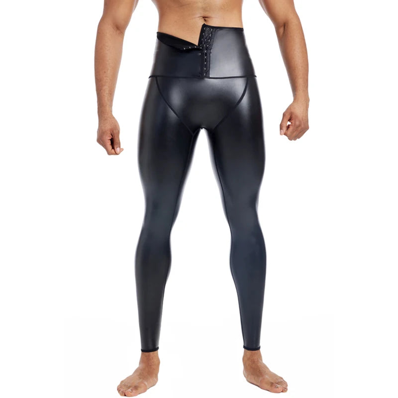 Men's High Waist Faux Leather Pants