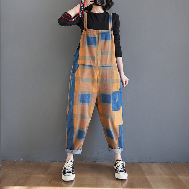 Spliced Color Overalls