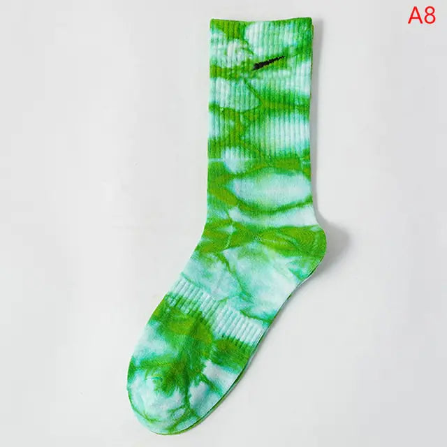 Women Tie-dye Middle Tube Socks