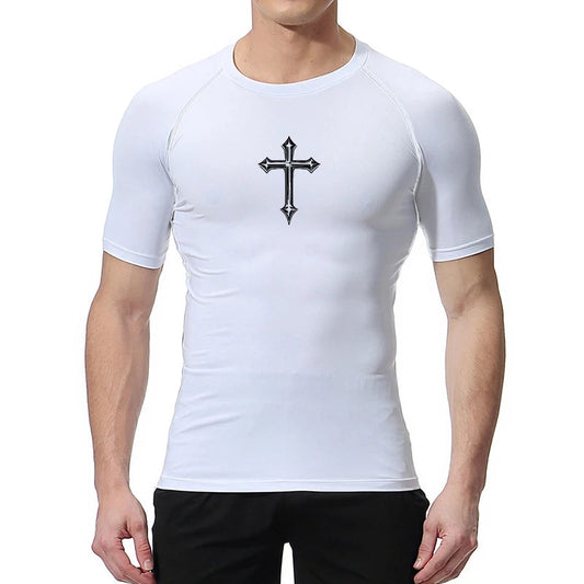 Cross Print Compression Shirt