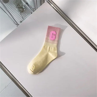 Women Tie-dye Middle Tube Socks