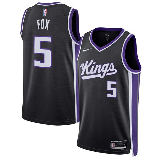 Men's Sacramento Kings De'Aaron Fox Black Jersey