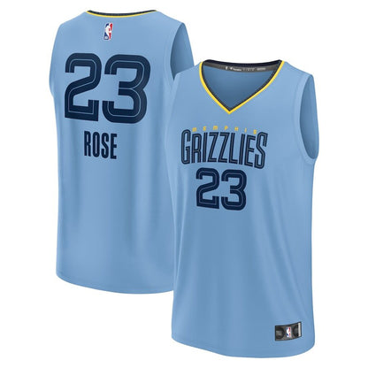 Men's Memphis Grizzlies Derrick Rose Light Blue Jersey