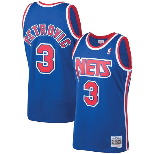 Men's New Jersey Nets Drazen Petrovic Royal Jersey