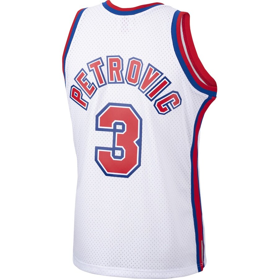 Men's New Jersey Nets Drazen Petrovic White Jersey