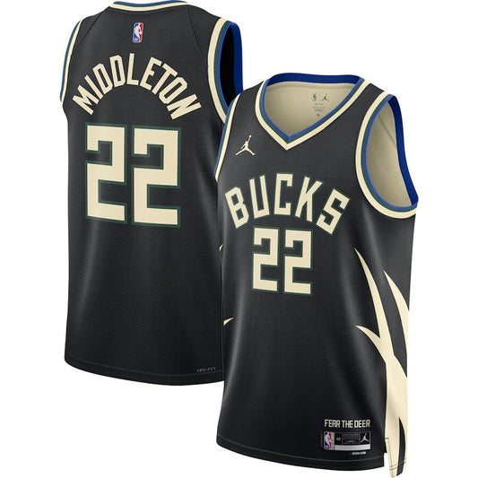 Men's Milwaukee Bucks Khris Middleton Black Jersey