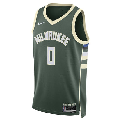 Men's Milwaukee Bucks Damian Lillard Hunter Green Jersey