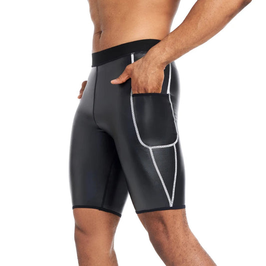 Men's Faux Leather Shorts with Pockets