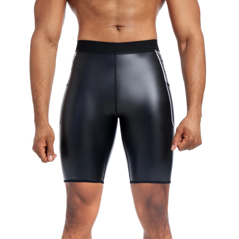 Men's Faux Leather Shorts with Pockets