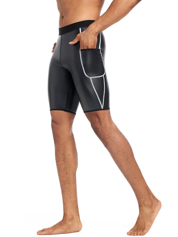 Men's Faux Leather Shorts with Pockets