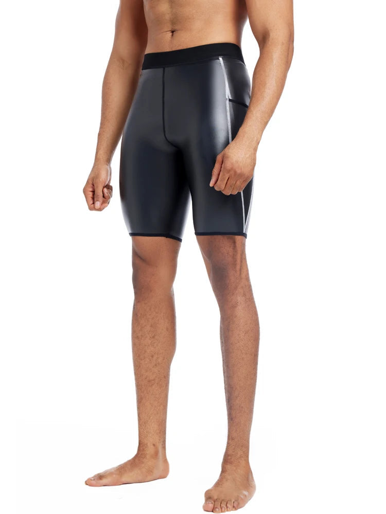 Men's Faux Leather Shorts with Pockets
