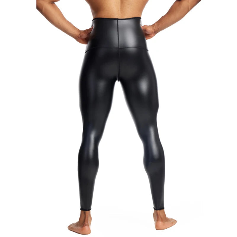 Men's High Waist Faux Leather Pants