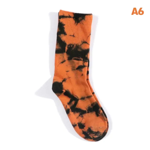 Women Tie-dye Middle Tube Socks