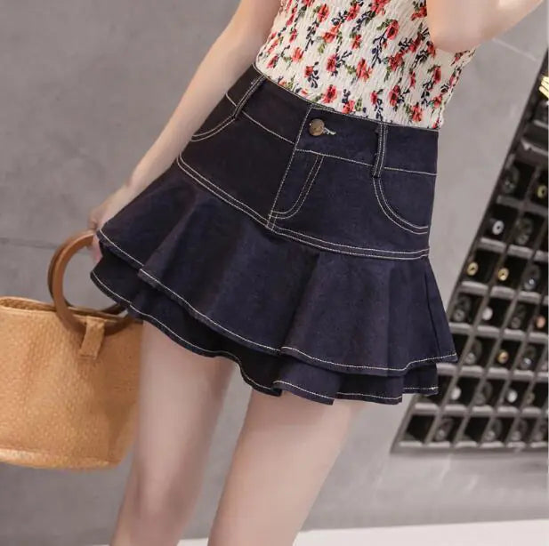 Retro Denim Shorts Skirt