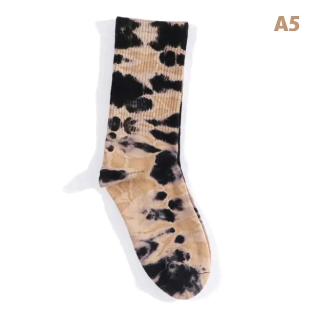 Women Tie-dye Middle Tube Socks