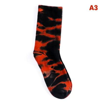 Women Tie-dye Middle Tube Socks