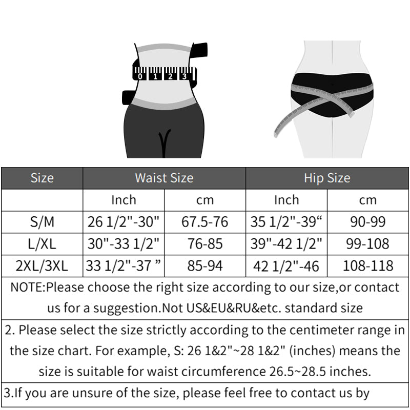 Padded Briefs Size Chart