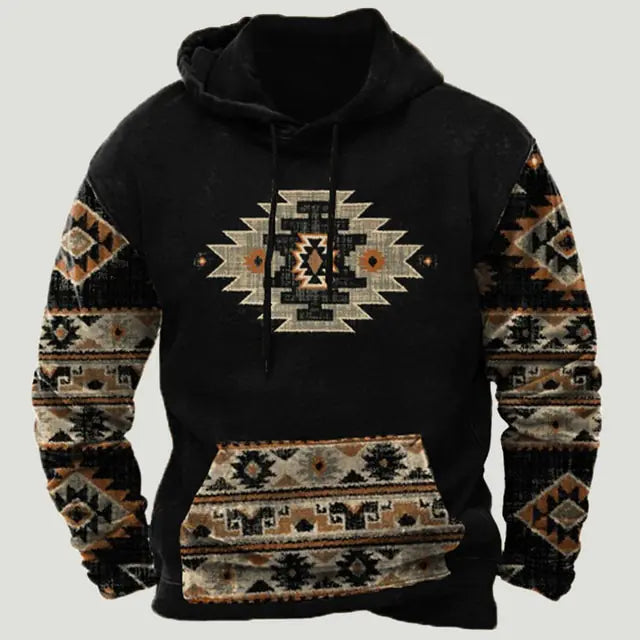 Western Aztec Patchwork Hoodie